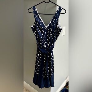 Nine West Navy and White polka dot Midi Dress
